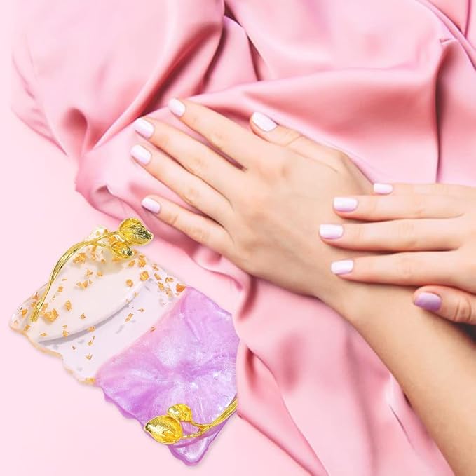 Resin Nail Art Palette, Nail Art Painting Palettes with Nail Palette Stirring Rod Gold Edge Nail Holder Nail Art Display Board Fashion Delicate Nail Tool Accessories, Type 6-Velvo Beauty