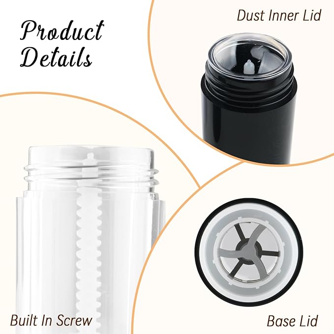 12 Pieces 15g Black Plastic Deodorant Containers,Empty 1/2 oz Travel Lip Balm Tubes,Refillable Twist-UP Solid Perfume Tubes,Lipstick Tubes for DIY-Velvo Beauty