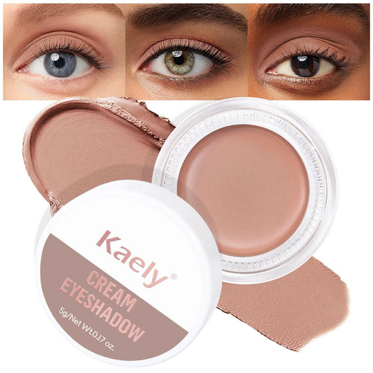 Kaely Single Cream Eyeshadow Pot, Nude Brown Matte Eye Shadow for Older Women High Pigmented Waterproof, Natural Eyeshadow Palette Makeup Brightener, sombras en crema para ojos, Blendable, R03-Velvo Beauty