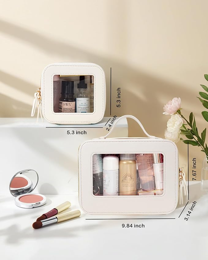Clear Makeup Bag Small, TSA Approved Portable Toiletry Bag with Zipper Cosmetic Travel Bag Makeup Organizer Case Mini Makeup Pouch for Purse Car Organizer Bag for Women Men-Velvo Beauty