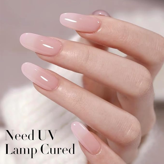 Double Rhythm Gel Polish Translucent Sheer Neutral Natural Light Milky Same Color Same Bottle 15ML Jelly Polish Art DIY at Home (Baby Pink-A1376)-Velvo Beauty