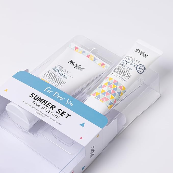 Summer Set with Ivory Foam Cleanser and Bakuchiol Daily Sun Moisturizer, Korean Skin Care, Firm and Soft Cream Foam, Sun Protection, Moisturizing, No White Cast, Quick Absorption, Gift Set-Velvo Beauty