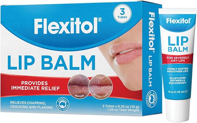 Flexitol Lip Balm, 0.35 Ounce Tube, Cream White, 3 Count (Pack of 1)-Velvo Beauty