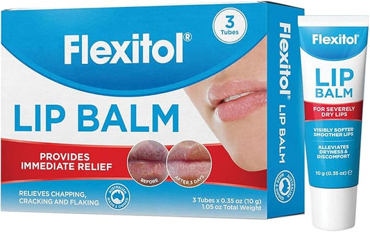 Flexitol Lip Balm, 0.35 Ounce Tube, Cream White, 3 Count (Pack of 1)-Velvo Beauty