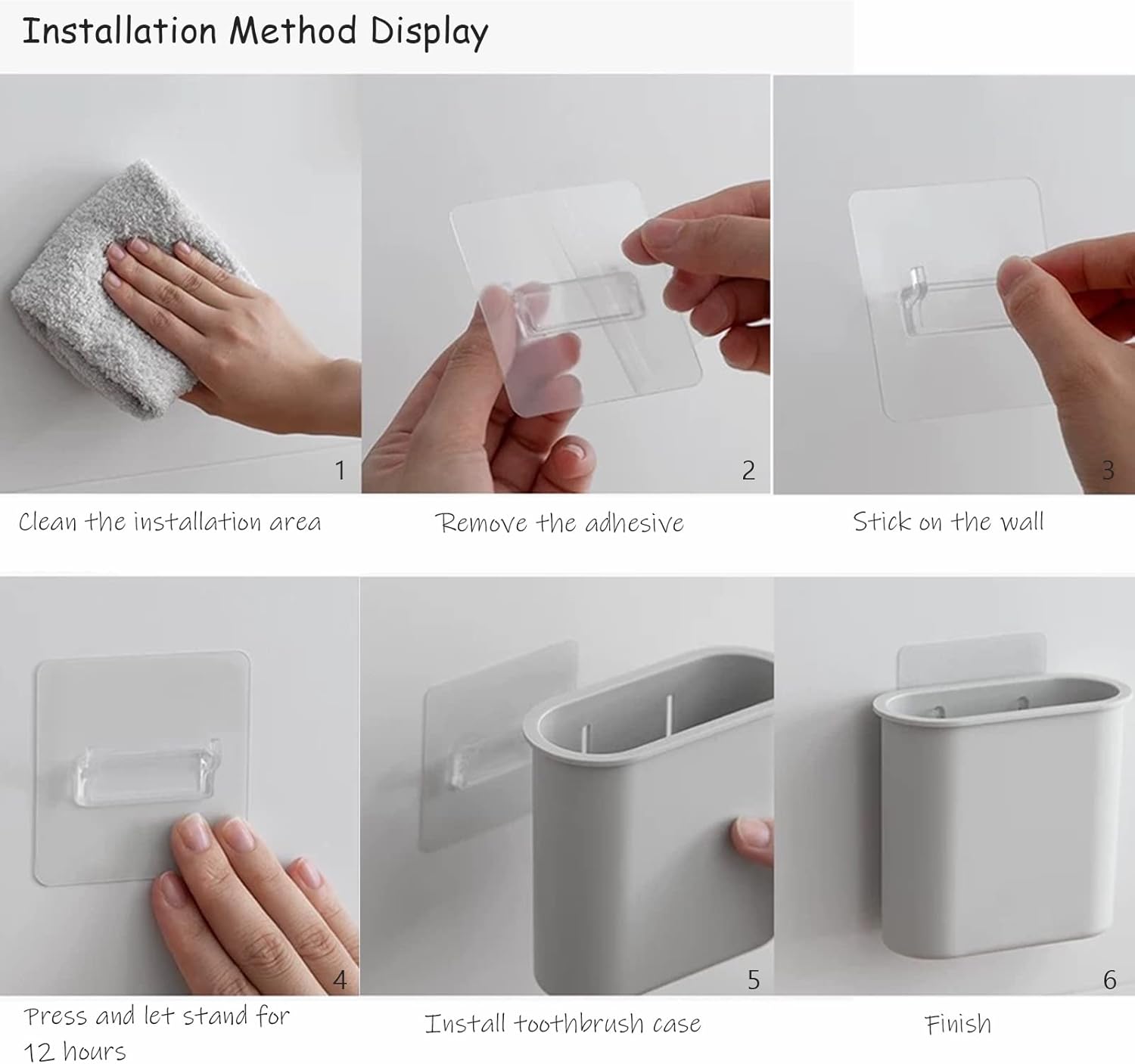 2 Packs Wall Mounted Toothbrush Holder, Self Adhesive Tooth Brush Holder for Bathroom Electric Toothbrush Toothpaste Razor Bathroom Accessories(Black)-Velvo Beauty