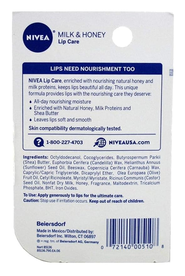 NIVEA A Kiss of Milk & Honey Natural Defense & Soothing Lip Care 0.17 oz-Velvo Beauty