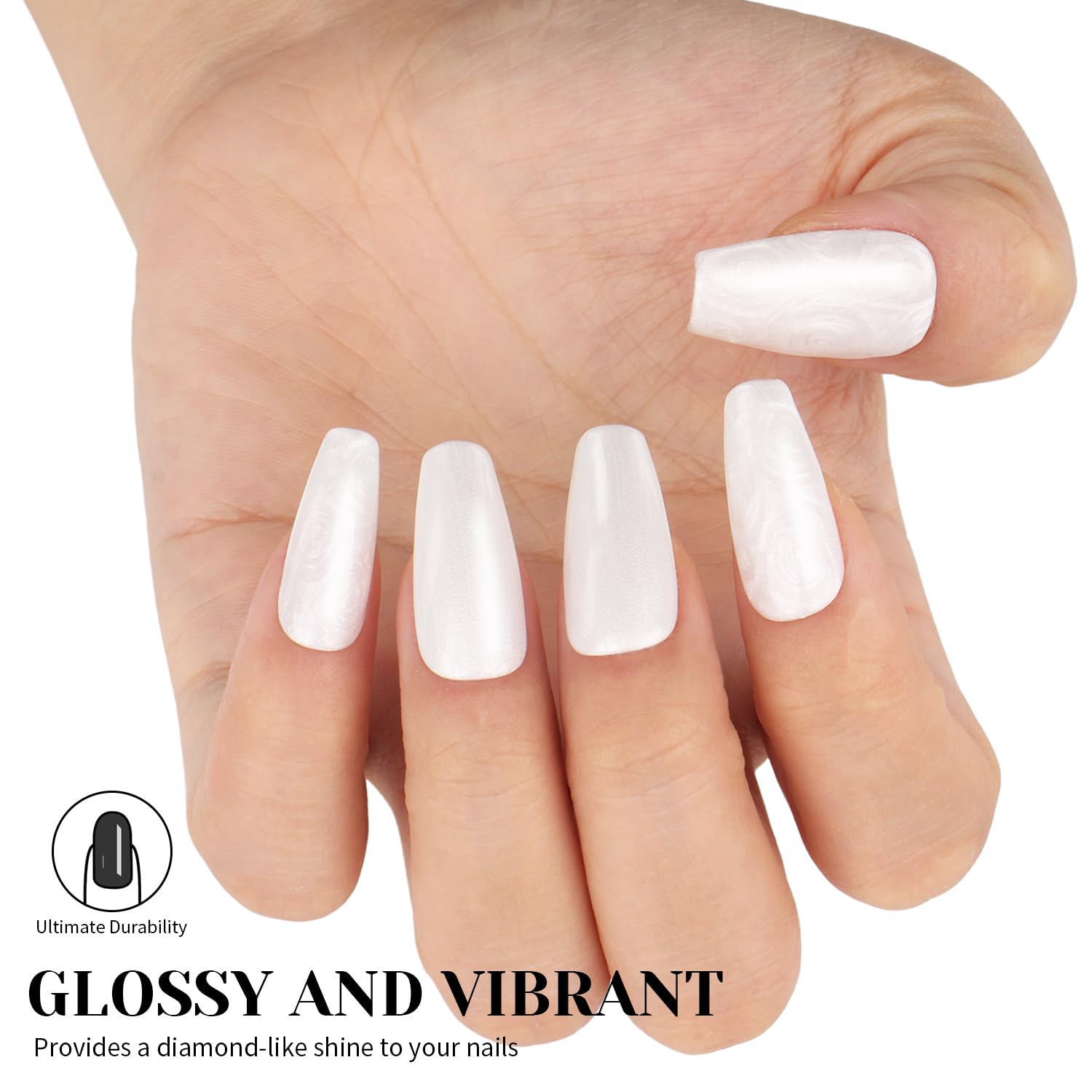 White Pearl Gel Nail Polish - 0.51 fl oz Pearl White Shimmer Gel Polish for Manicure Salon or DIY Nail Art At Home - GP0029-Velvo Beauty