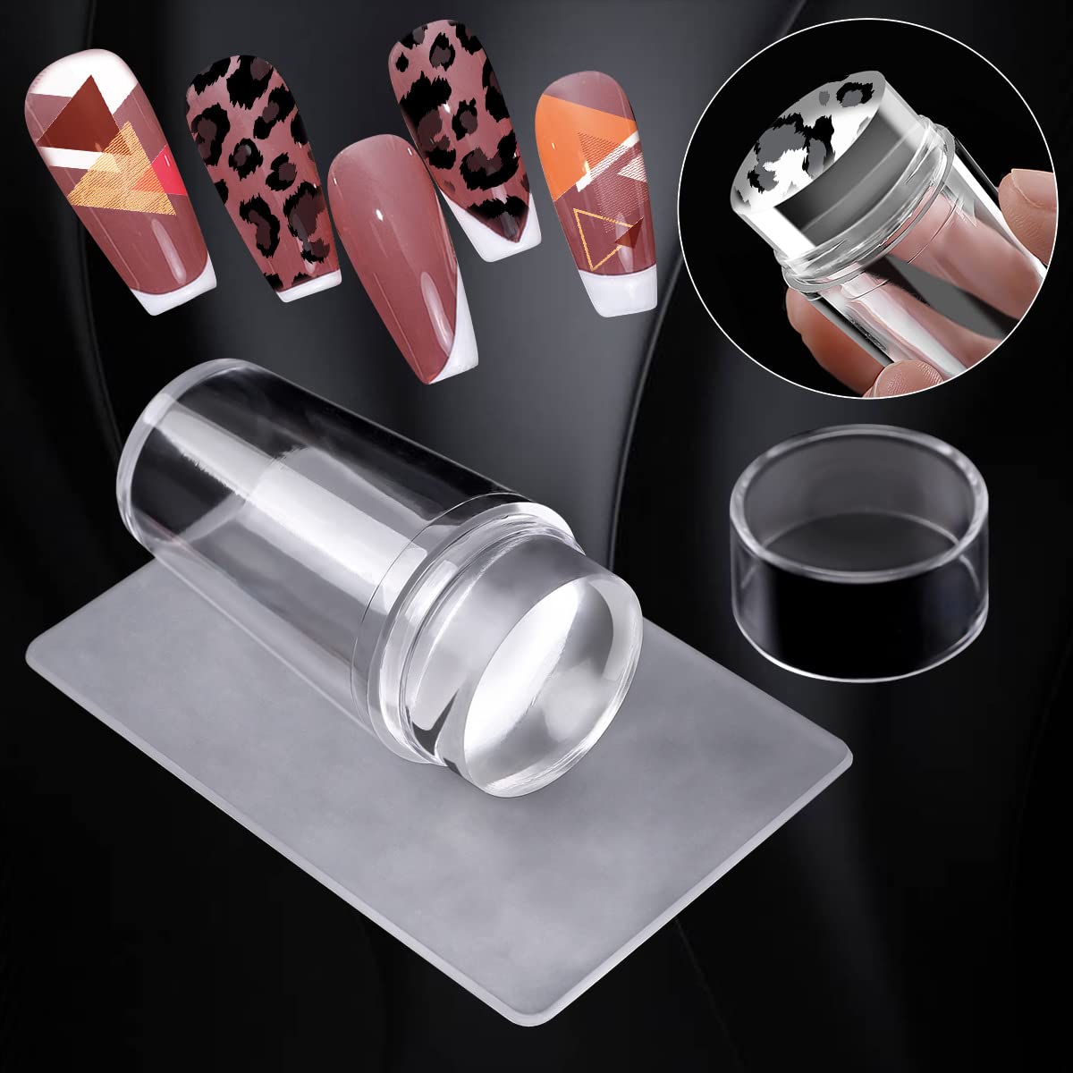 AddFavor Nail Stamper Kit 8pcs Stamping Plates Minimalist Geometric Lines Leaf Image Template for DIY Decorating Polish Gel Plate Print Stamper Manicure Stencils Tools (Mixed-Style D)-Velvo Beauty