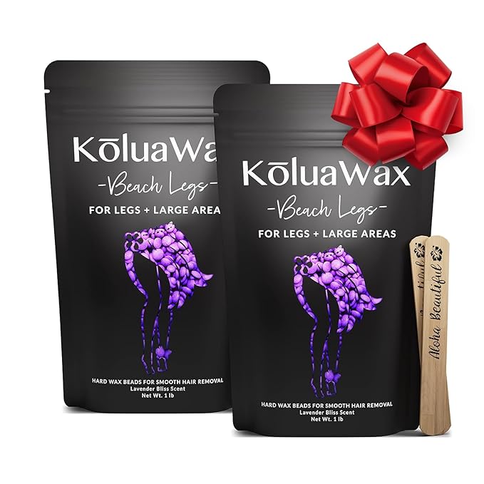KoluaWax Hard Wax Beads for Hair Removal – Coarse Hair Formula – Face, Brazilian, Underarms, Back Chest, Bikini Waxing – Lavender Bliss, 1lb Refill for Wax Warmers & 10 Large Applicator Sticks, 2 Pack-Velvo Beauty