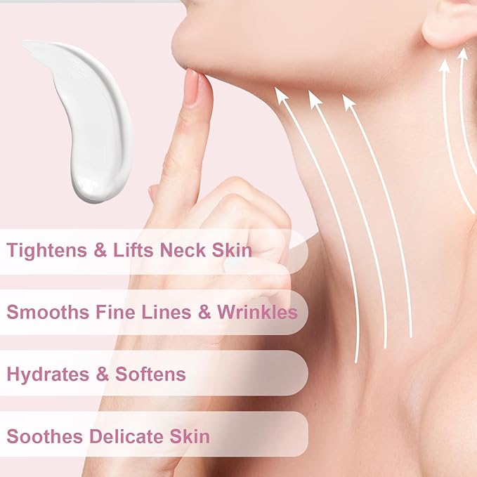 Neck Firming Cream with Gua Sha Tool, Neck Tightening Cream for Crepey Skin, Moisturizing and Lifting Neck Cream for Fine Lines and Sagging Skin 50g-Velvo Beauty