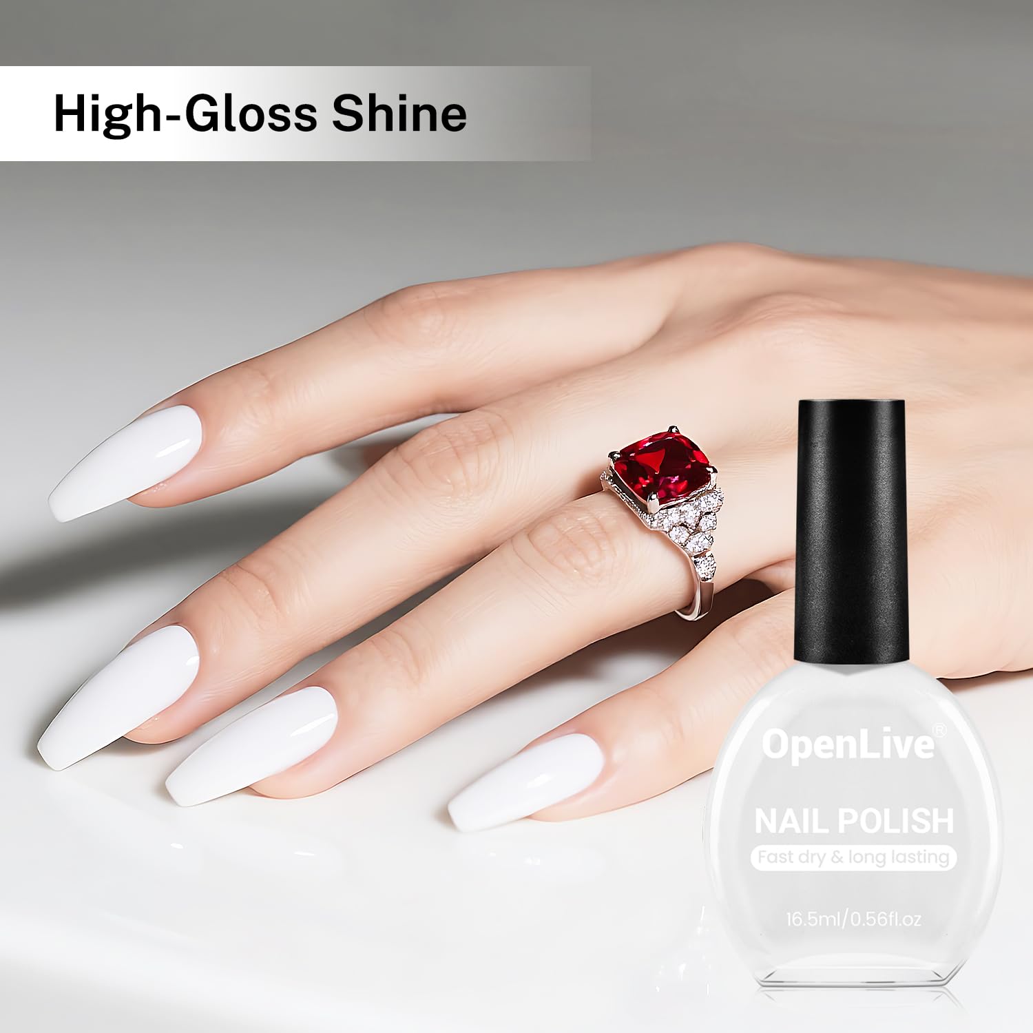 16.5ml White Nail Polish Large Volume Quick Drying Nail Polish, Fast Drying and Long Lasting Color Nail Art DIY Home Manicure Gift for Women-Velvo Beauty