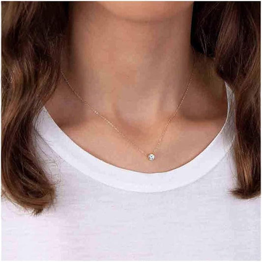 Boho Tiny Crystal Choker Gold Clear Quartz Pendant Necklace Minimal Dot CZ Choker Necklace Simple Everyday Necklace Wedding Necklace Jewelry for Women and Girls Gifts-Velvo Beauty