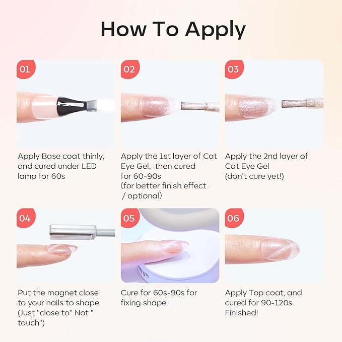 Modelones Cat Eye Gel Nail Polish Set, Holographic Glitter 6 Colors with Magnet, Sparkle Galaxy Series Nude Pink Gel Polish, Soak Off Led Gel Polish Kit, Nail Art, Salon DIY Gifts-Velvo Beauty