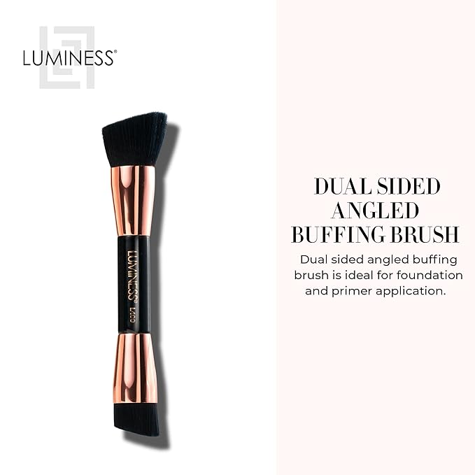 LUMINESS Dual-Sided Angled Buffing Brush - Cruelty-Free Synthetic Bristles Ideal for Foundation & Primer - Soft Fibers Gives Silky Touch on Skin & Creates Flawless Base with Perfect Finish-Velvo Beauty