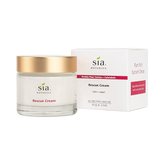 Rescue Face Cream (65g/2.3oz Glass Jar) | Facial Moisturizer w/Prickly Pear Cactus, Aloe Vera, Green Tea Extract | Natural, Clean, Botanical Skincare for Women-Velvo Beauty