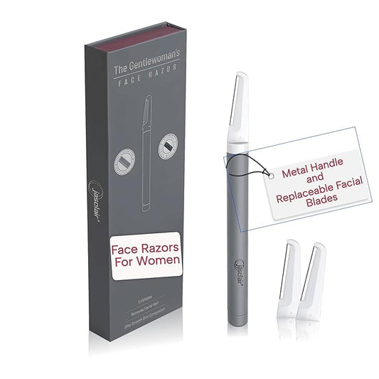 Premium Dermaplaning Tool - Multipurpose Face Razor for Women - Exfoliating Dermaplaner for Smooth Skin, Gentle Eyebrow and Facial Hair Remover - Pack of 3 Blades and Sturdy Metal Handle-Velvo Beauty