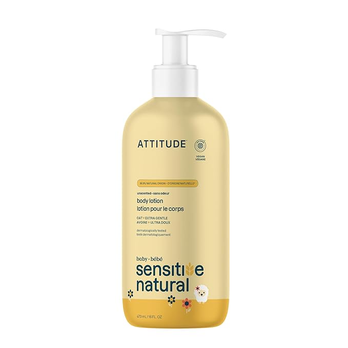 ATTITUDE Body Lotion for Baby, EWG Verified, Plant and Mineral-Based Ingredients, Vegan Personal Care Products, Sensitive Skin, Unscented, 16 Fl Oz-Velvo Beauty