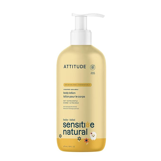 ATTITUDE Body Lotion for Baby, EWG Verified, Plant and Mineral-Based Ingredients, Vegan Personal Care Products, Sensitive Skin, Unscented, 16 Fl Oz-Velvo Beauty