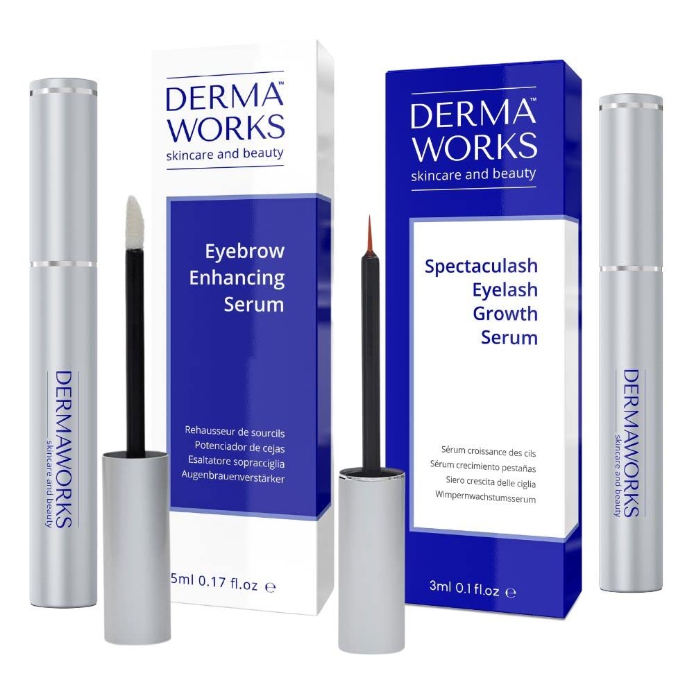 LASH SERUM 3ml + EYEBROW GROWTH SERUM 5ml - Advanced Lash and Brow Growth Formula for Longer, Fuller, Natural Lashes & Thicker, Shapely Brows - Suero para Pestañas Crecimiento y Cejas by DERMAWORKS-Velvo Beauty