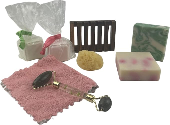 ModaMoo's Day Spa Gift Box Set. Cucumber Melon and Asian Tea Blossom Soaps, Jade Roller, Sea Sponge, and More-Velvo Beauty