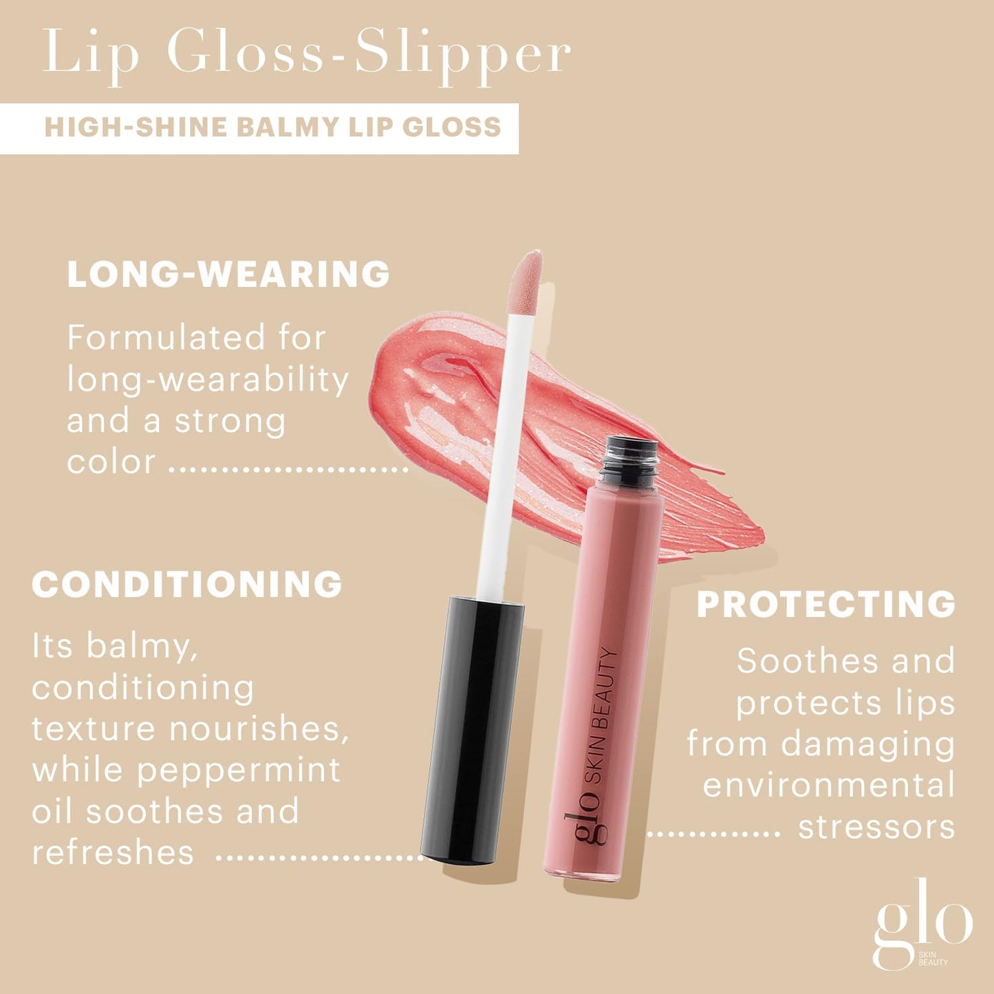 Glo Skin Beauty Lip Gloss in Slipper - Sheer Shimmery Soft Warm Pink - 20 Shades - Non-Sticky - Cruelty Free-Velvo Beauty