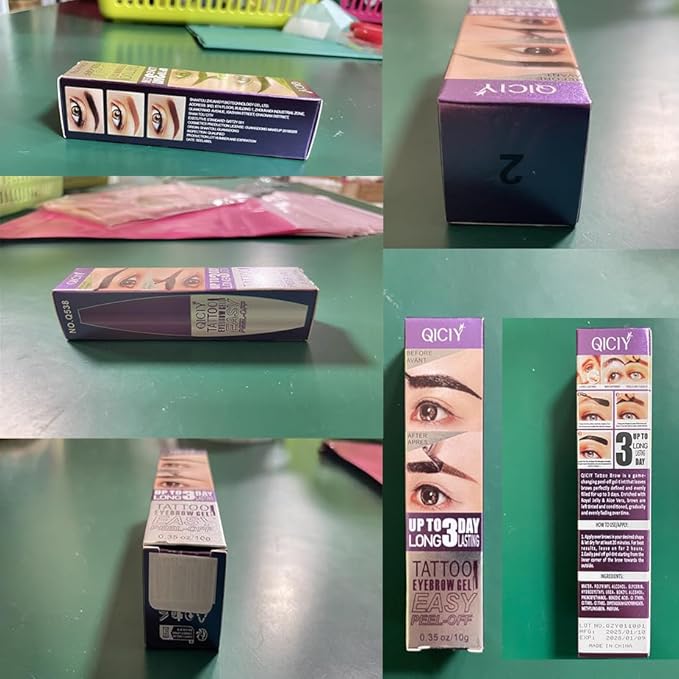 Peel Off Tattoo Brow Tint Gel - 2pcs Black Eyebrow Kit, Waterproof, Transfer-Proof & Sweatproof, Quick Peel Formula for Natural Fuller Brows, Mother’s Day Gifts for Women All Skin Types-Velvo Beauty