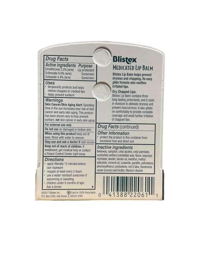 Blistex Medicated Lip Balm with SPF 15 for Dryness, Chapping and Soothes Irritated Lips,0.15 Ounce (Pack of 8)-Velvo Beauty