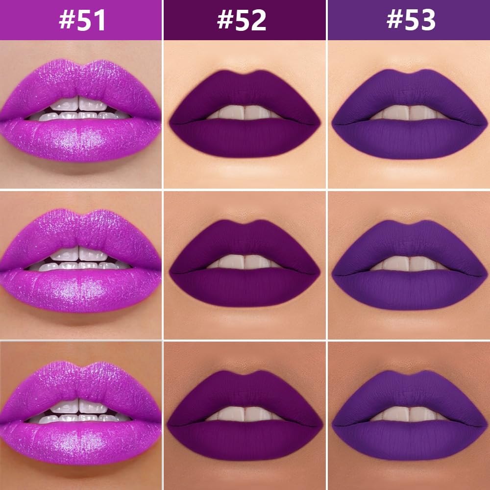 evpct 3Pcs Lavender Dark Violet Purple Matte Lip Liner & Liquid Lipstick Stain Makeup Set for Women, Lip Liner Stain Long Lasting Waterproof Smudge Proof, Cruelty Free Lip Makeup 24 hours originales-Velvo Beauty