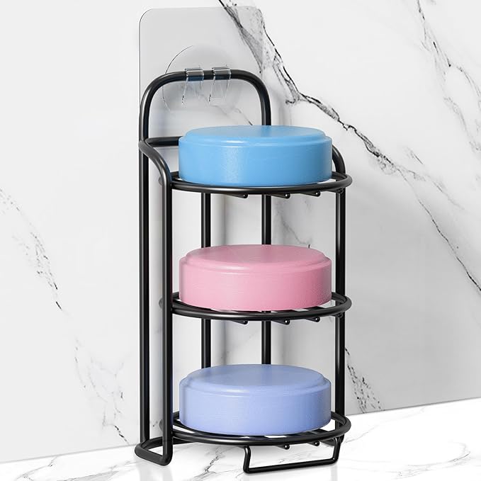 3-Tier Shower Soap Shampoo Bar Holder, Self Adhesive & Freestanding Draining Bathroom Soap Dish Caddy for Bathroom Wall Accesories Decor-Velvo Beauty