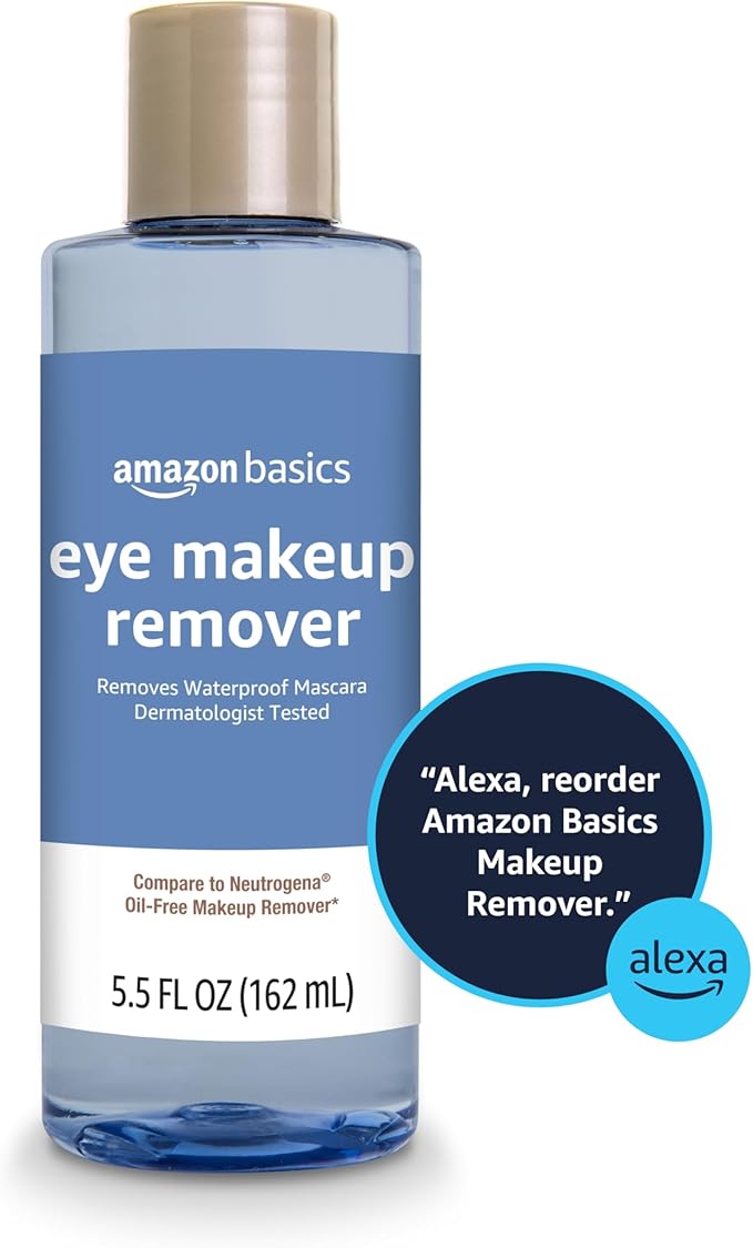 Amazon Brand - Solimo Eye Makeup Remover, Removes Waterproof Mascara, Dermatologist Tested, 5.5 Fluid Ounce-Velvo Beauty