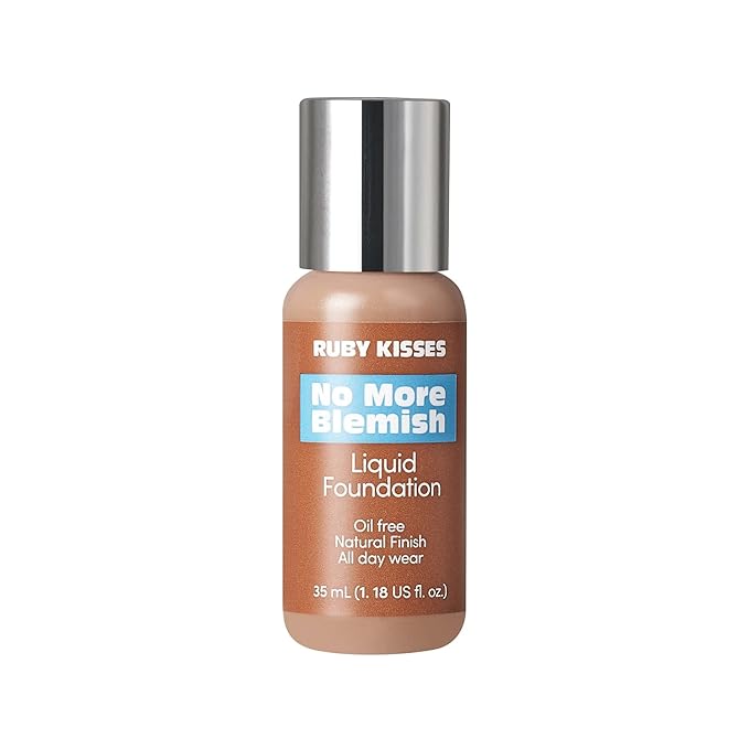 Ruby Kisses Liquid Foundation No More Blemish Oil-Free Foundation Korean Makeup 1.18 Fl Oz (Caramel)-Velvo Beauty