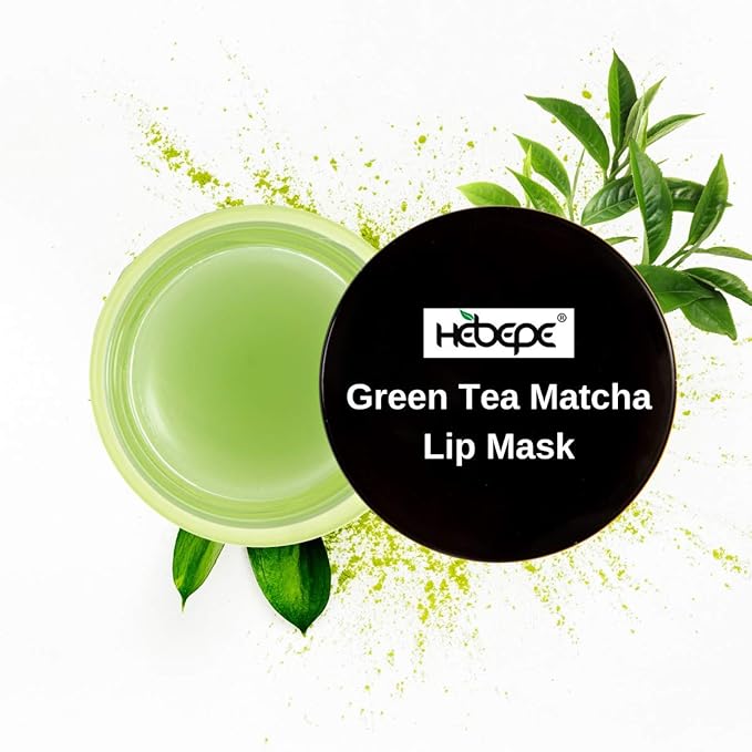 Green Tea Matcha Lip Sleeping Mask Overnight with Applicator, Dry Lips Treatment with Coconut Oil, Vitamin E, Fig Extract, Orchid, and Shea Butter, Moisturizer for Dry, Chapped, Cracked Lips-Velvo Beauty
