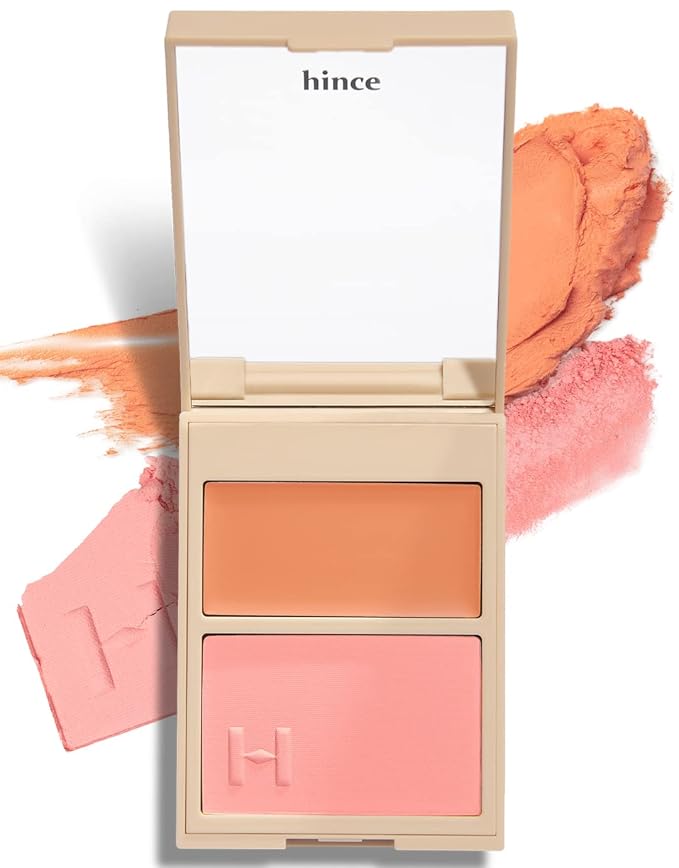 hince True Dimension Layering Cheek - Cream & Pressed Powder 2 Different Shades & Textures - Silky Seamless Long Lasting Blush Makeup - Muted Beige & Elegant Rose Beige (1, NEW SYMPHONY, L002)-Velvo Beauty
