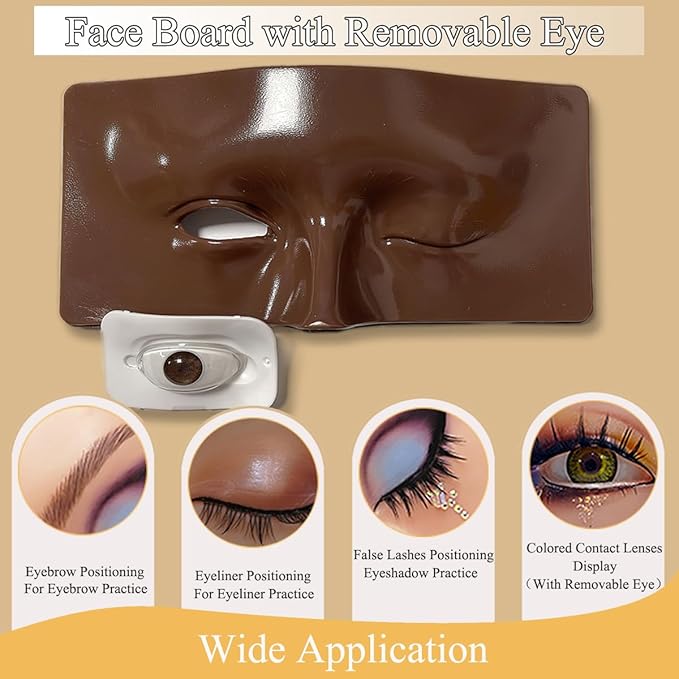 Makeup Practice Face Kit, Makeup Mannequin Face with Makeup Practice Face Board, 3D Reusable Practice Eye Makeup Face Eyeshadow Mannequin for Professional Makeup Artist and Beginner to Practice Makeup-Velvo Beauty