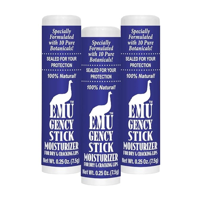 Montana Emu Ranch - EMUgency All Purpose Moisturizing Pocket Stick - 0.25 Ounce - 3 Pack - Helps Relieve Chapped, Cracked, and Split Lips and Skin-Velvo Beauty