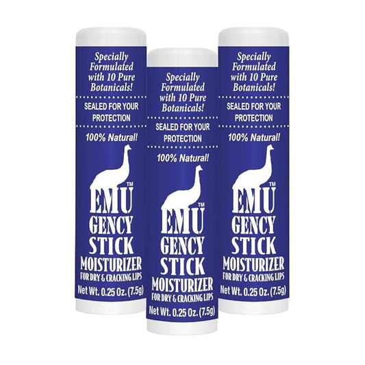 Montana Emu Ranch - EMUgency All Purpose Moisturizing Pocket Stick - 0.25 Ounce - 3 Pack - Helps Relieve Chapped, Cracked, and Split Lips and Skin-Velvo Beauty