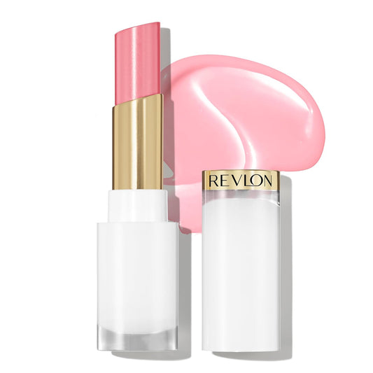 REVLON Super Lustrous Glass Shine Balm, Hydrating Tinted Lipstick, Sheer, Glossy Shiny Finish, 002 Pink Flip, 0.11 oz-Velvo Beauty