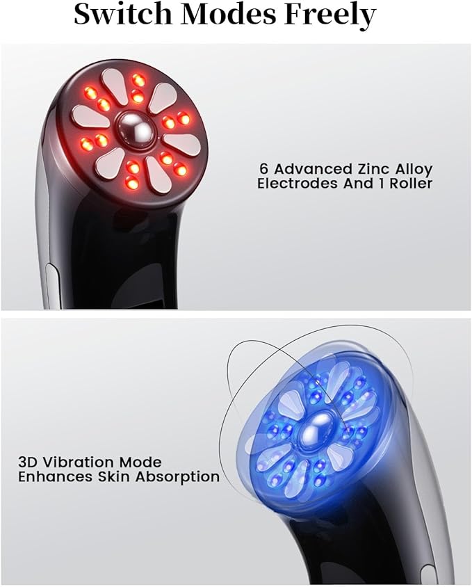 4-in-1 Facial Massager for Face & Neck – Skin Rejuvenation, Lifting & Tightening – Reduces Wrinkles & Puffiness, Enhances Infusion-Velvo Beauty