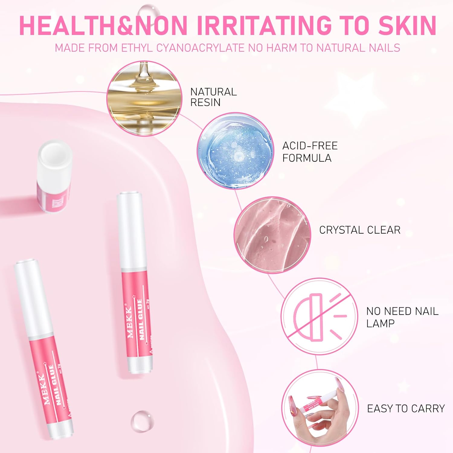 MEKK Nail Glue,Super Strong & Long-Lasting Nail Glue for Acrylic Nails,Press Ons & Nails Tips,Professional Adhesive for Nail Art Supplies,0.07OZ/PCS (12PCS)-Velvo Beauty