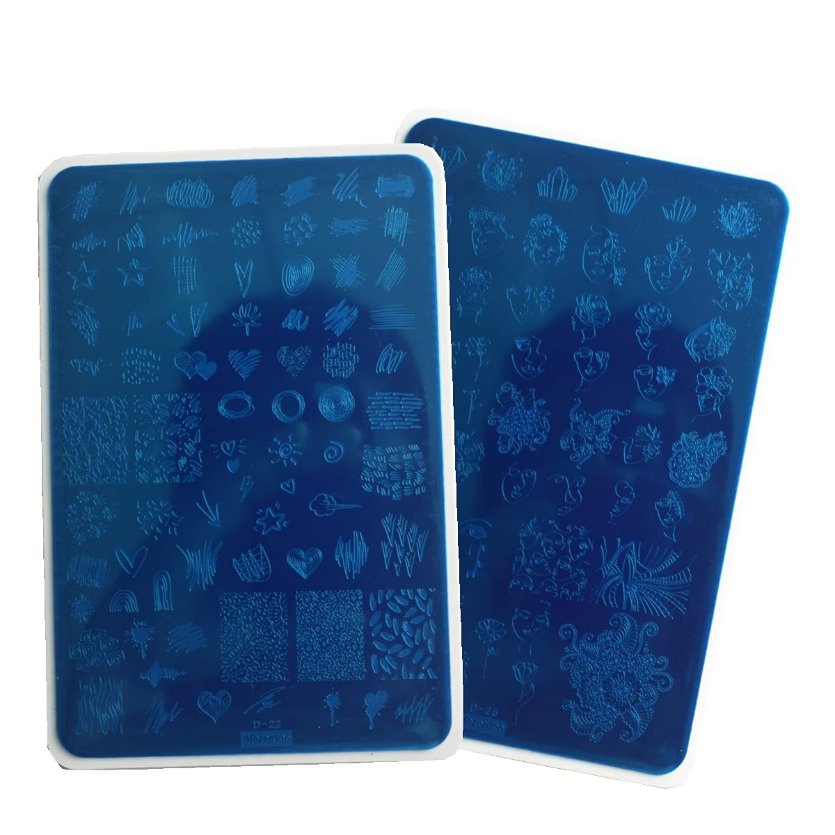 Abstract Lady Face Pattern Nail Stamping Plates Set 2pcs Flower Leaf Graffiti Fun Nail Stamper Plate Figure Rose Star Heart Nail Stamp Plates Geometry Graffiti Striped Nails Art Template Plates Mold-Velvo Beauty