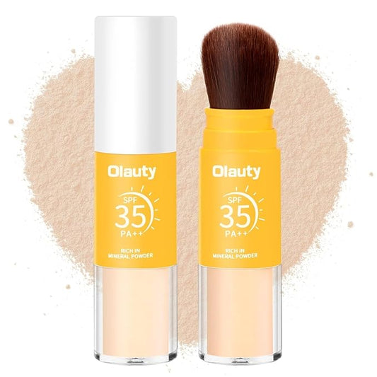 Mineral Sunscreen Setting Powder, Mineral Brush Setting Face Powder Makeup SPF 35 PA Oil Control Natural Matte Finish, Lightweight Breathable Concealer Brush Powder (Translucet, 8g)-Velvo Beauty