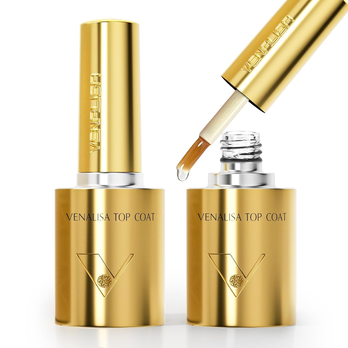 VENALISA 2 Pcs No Wipe Gel Top Coat Set- High Gloss Shiny Long Lasting Top Coat Clear Gel Nail Polish Kit, Soak Off Nail Art Home and Professional Manicure-Velvo Beauty