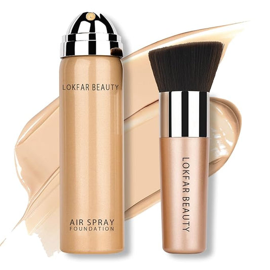 AirBrush Foundation Spray, Silky Mist Foundation Spray Makeup Set with Brush, Full Coverage Foundation for Smooth Radiant Finish, Formula Breathable Lightweight Hydrating | #02 Nude-Velvo Beauty