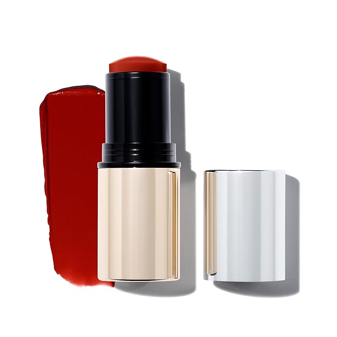 MAKE Beauty Heat Stroke Cream Blush Stick for Cheeks with Natural Hydrating Dewy Finish. Creamy Gel Blush Balm - Shade Scorched, Brick Red Cheek Tint-Velvo Beauty