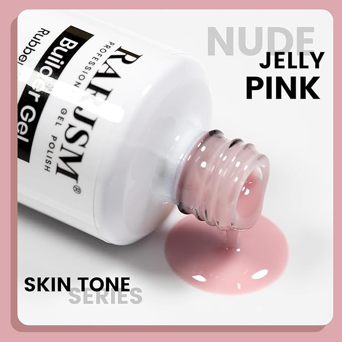 RARJSM Rubber Base Coat Gel Polish Nude Jelly Pink Skin Tone Rubber Base Gel for Nails Natural Nude Color French Manicure Extend Gel Soak Off Curing Requires Single Bottle 15ml Salon Home DIY Use-Velvo Beauty