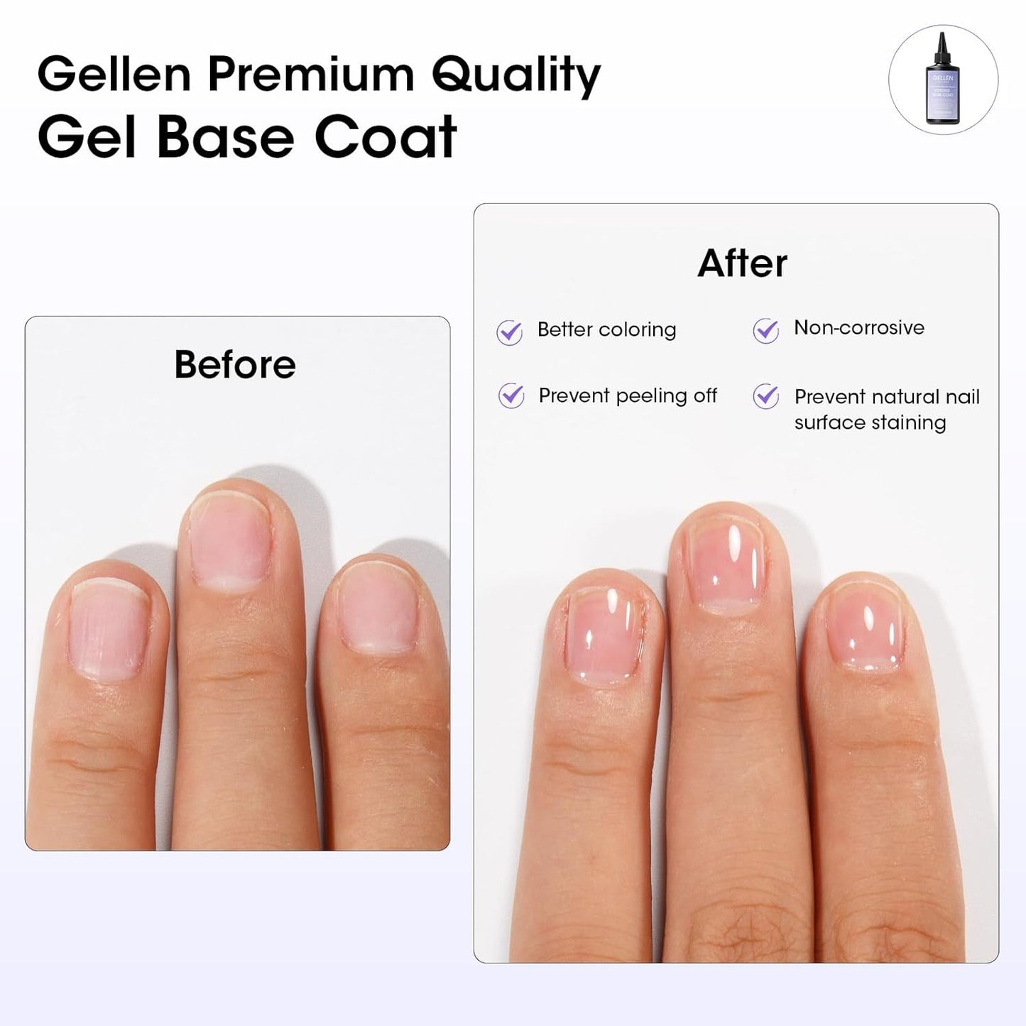 GELLEN 100ml Base Coat Gel Polish Soak Off U V Light Cured High Capacity Base Coat Gel Nail Polish for Salon-Velvo Beauty