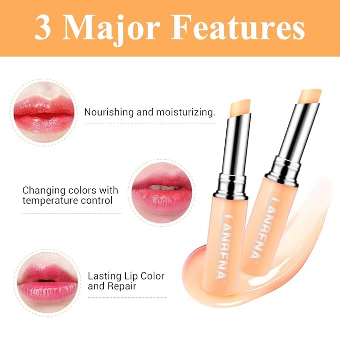LANBENA Chameleon Lip Balm Nourishing Moisturizing Lip Care Daily Use Natural Extract Beauty Makeup Lipstick-Velvo Beauty