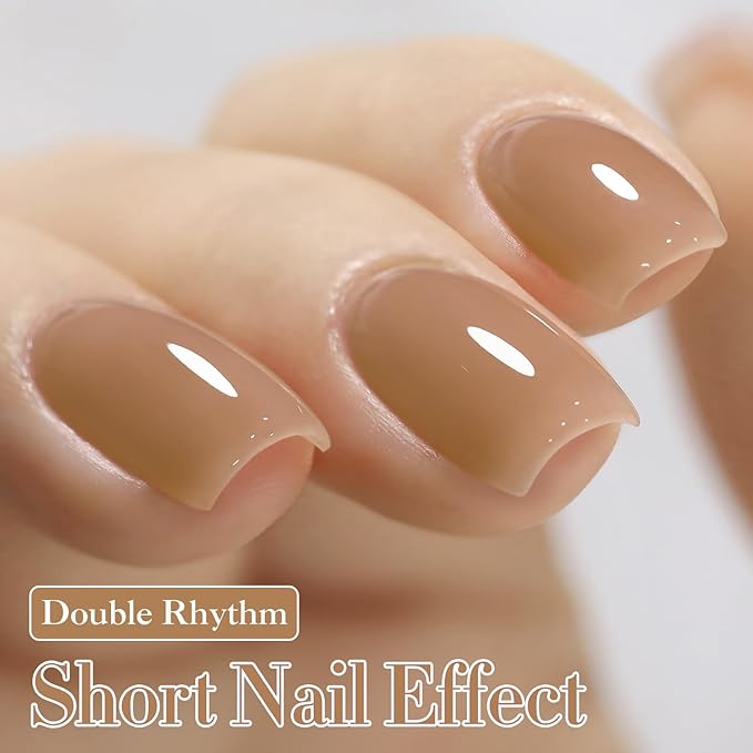 Double Rhythm 0.5Oz Translucent Gel Polish Sheer Neutral Natural Light Milky Same Color Same Bottle 15ML Jelly Nail Art DIY at Home (Nude-A1372)-Velvo Beauty