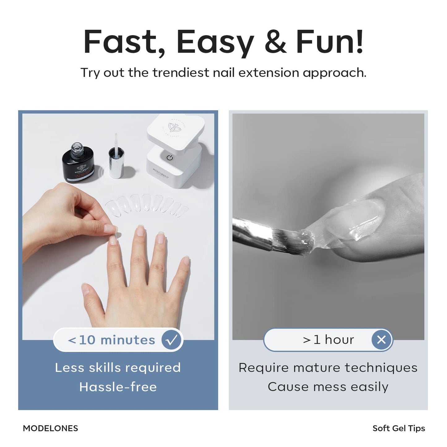 Modelones Medium Almond Nail Tips 510Pcs Clear False Acrylic Almond Press on Nails Pre-shape Full Cover Fake Extension DIY at Home 15 Sizes-Velvo Beauty