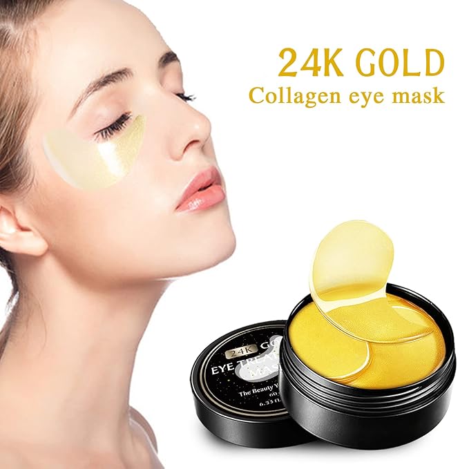 Nuonove 30 Pairs Under Eye Mask, 24k Gold Under Eye Patches, Brightening Eye Mask, Collagen Eye Mask Patches, Gold Eye Patches for Puffy Eyes, Wrinkles, Dark Circles, Eye Bags-Velvo Beauty